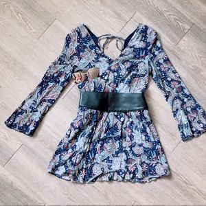MANGO paisley bell sleeve boho dress